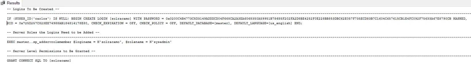 Migrar logins sql server